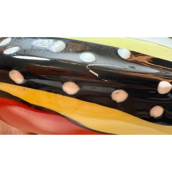 Anatoly Turov Russian Artist Cat Figure Black Polka Dots Chili Peppers Signed - Picture 6 of 7